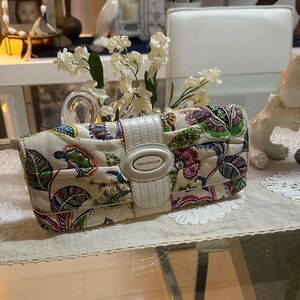 Vera Bradley Cream and Multicolor Leaf Clutch